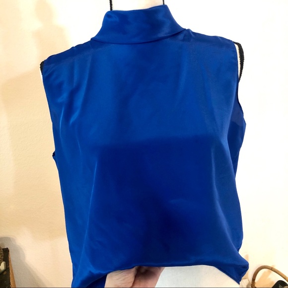 Vintage Blue Turtleneck Tank Top size large - Picture 2 of 6